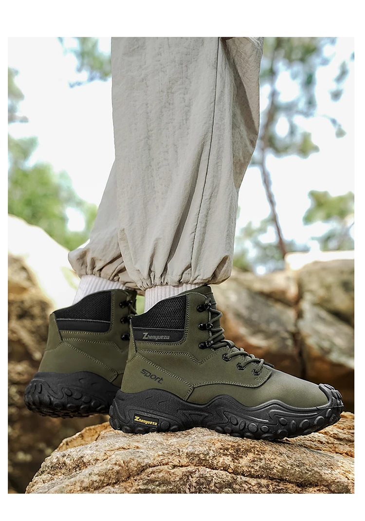 Outdoor-Wanderstiefel mit dicken, rutschfesten Sohlen, atmungsaktivem Mesh-Obermaterial, geeignet für Bergsteigen, Camping, Kiespfade und vollständig anpassbar für tägliche Outdoor-Wanderungen, mit Anti-Rutsch- und Stoßdämpfungseigenschaften – Detail 12