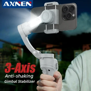 AXNEN Smart 3-Axis Handheld Gimbal Stabilizer for Smartphone with Fill Light for iPhone Android Face Tracking Tiktok Vlog Kit 1