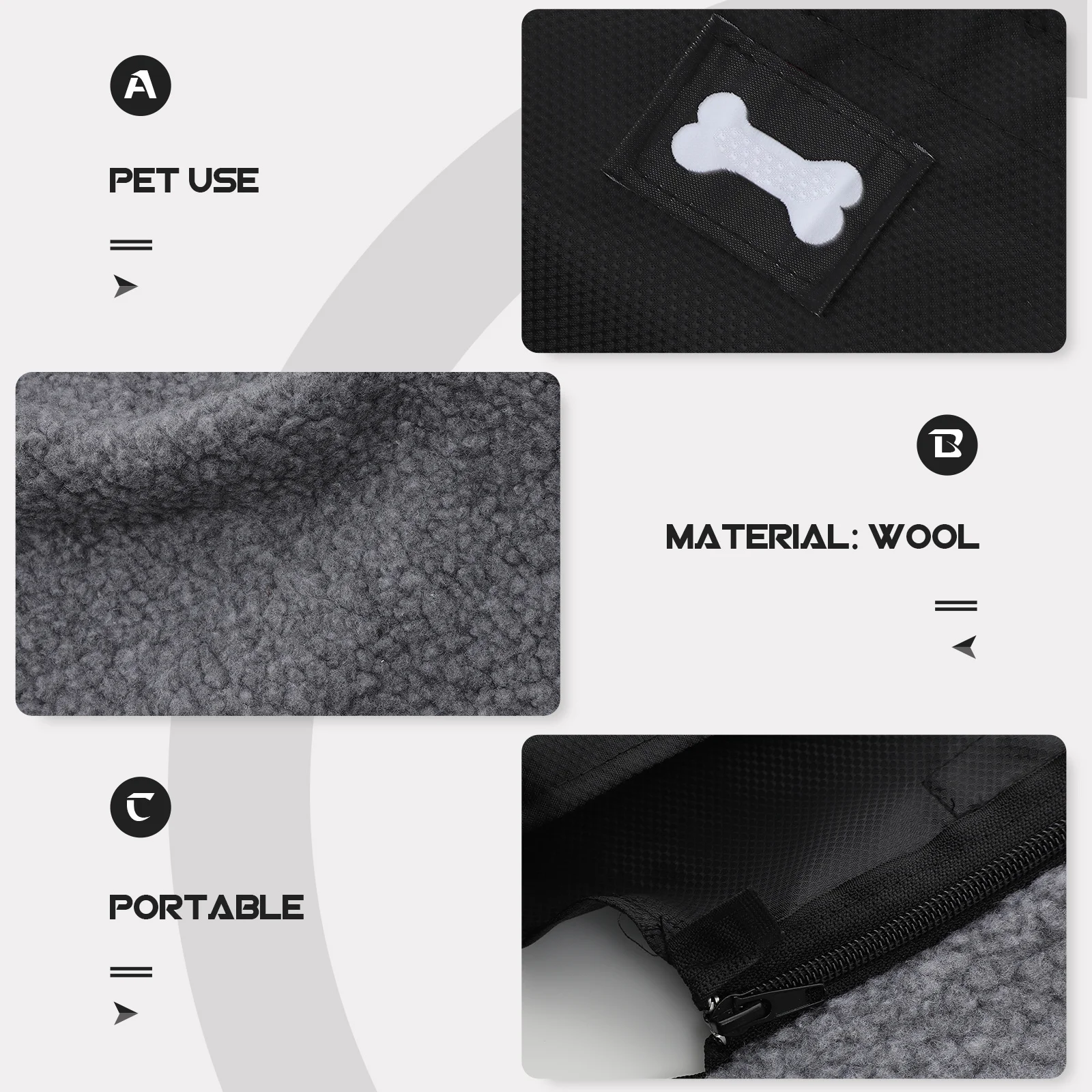 Tapis d'extérieur pliable et léger pour animaux de compagnie, couverture chauffante imperméable pour chiens et chats, couverture de voyage noire pour animaux de compagnie