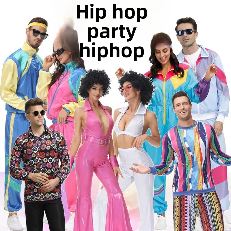 

loween Disco Costume 70s Retro Disco Clothes Bar Cos Hippie Performance Outfit Polyester Material Women's Ethnic Wear