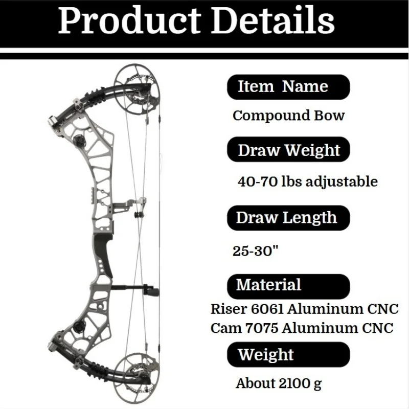 40-70파운드 컴파운드 보우 29.5인치 오른손잡이용 아치리 컴포지트 보우 CNC 알루미늄 라이저 캠 IBO 356fps 타겟 슈팅 헌팅 보우