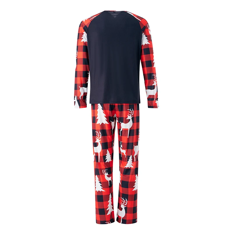 Christmas Matching Family Pajamas Snowflake Reindeer Santa Candy Cane Print Long-sleeve Pullover Trousers Jumpsuit