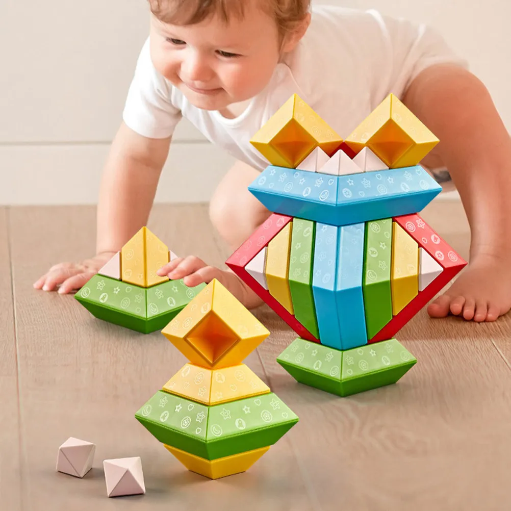 

30Pcs Colorful Stacking Blocks Early Learning Preschool Educational Development Cognitive Fine Motor Skills Blocks