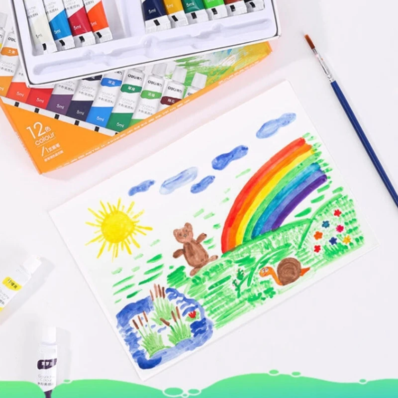 12 أنابيب طلاء غواش ملونة مع فرشاة الطلاء لفنان المبتدئين طفل المبتد