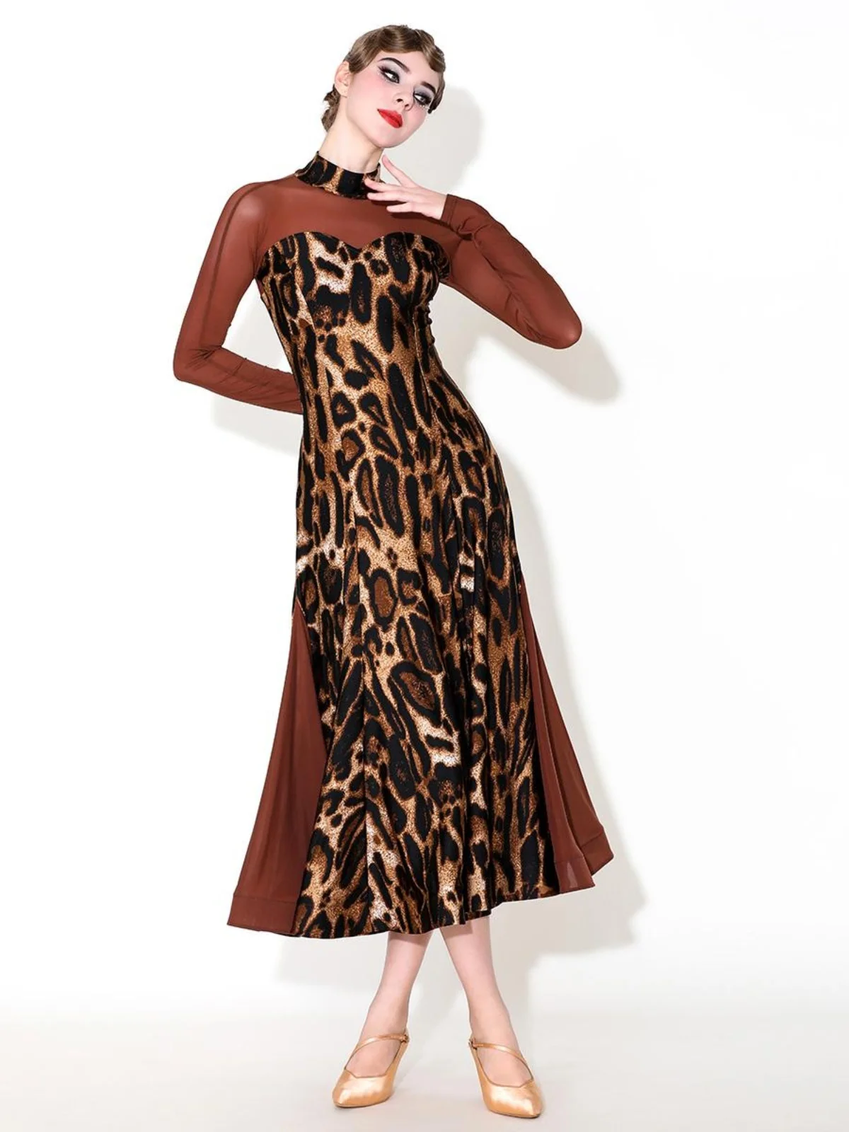 2025 여성용 뉴 와일드 레오파드 모던 댄스 드레스 내셔널 스탠다드 댄스 드레스 왈츠 드레스 1881