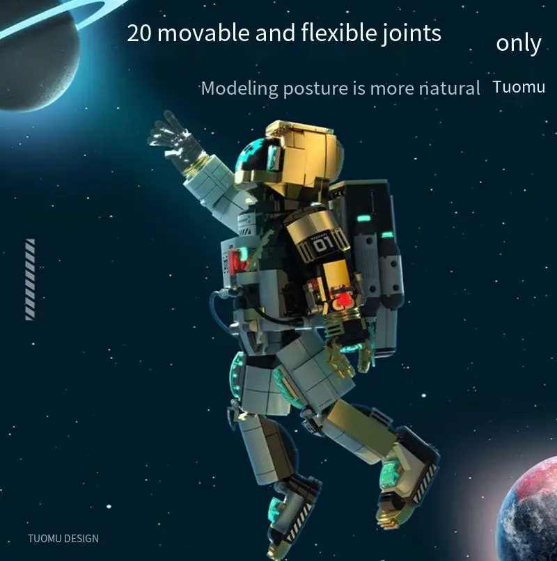 Tijolos de construção de montagem de astronauta da moda-modelo de aviação espacial ornamento de mesa brinquedo de aniversário educacional presente