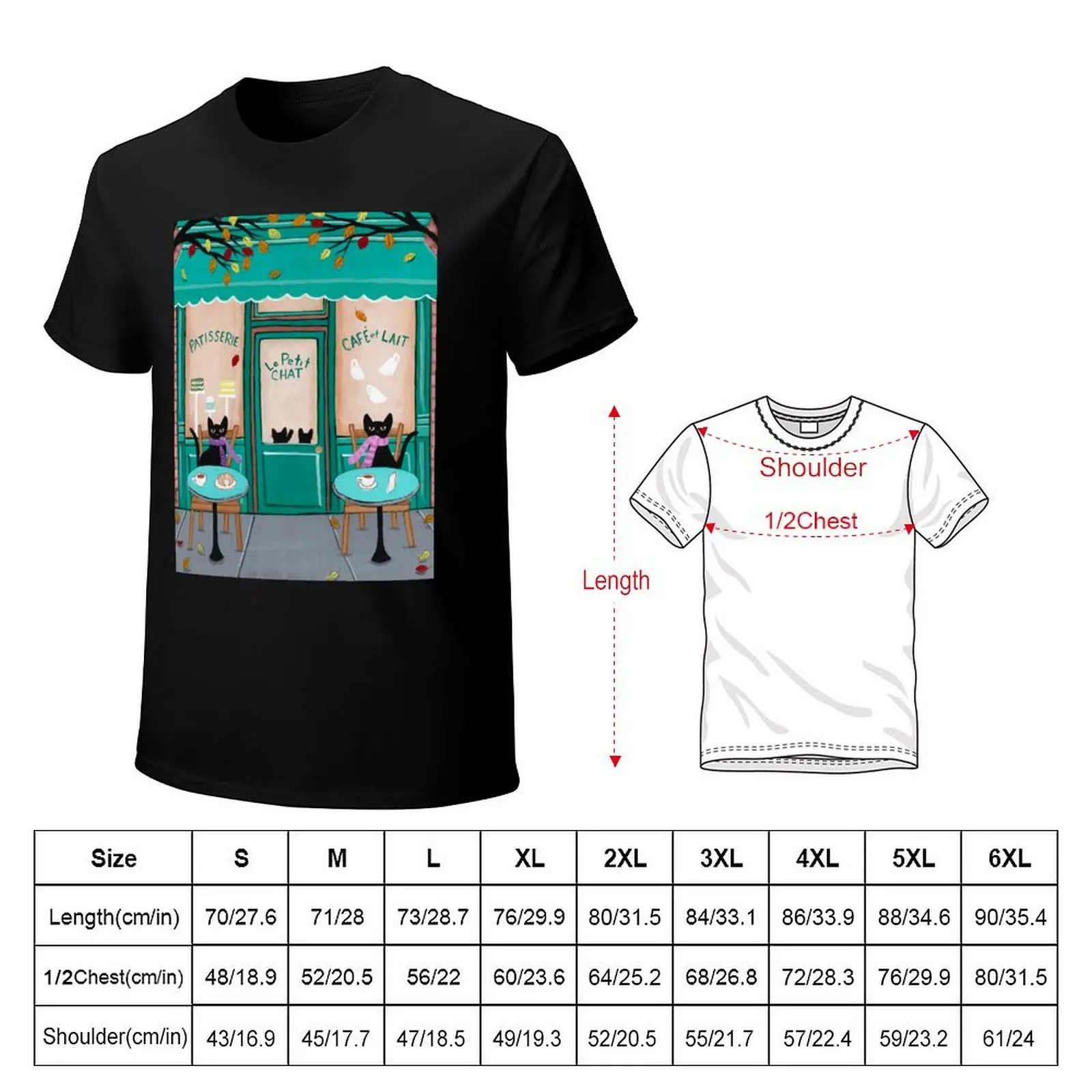 Le Petit Chat Cafe T-Shirt Plus Size Loose Short Sleeve Top