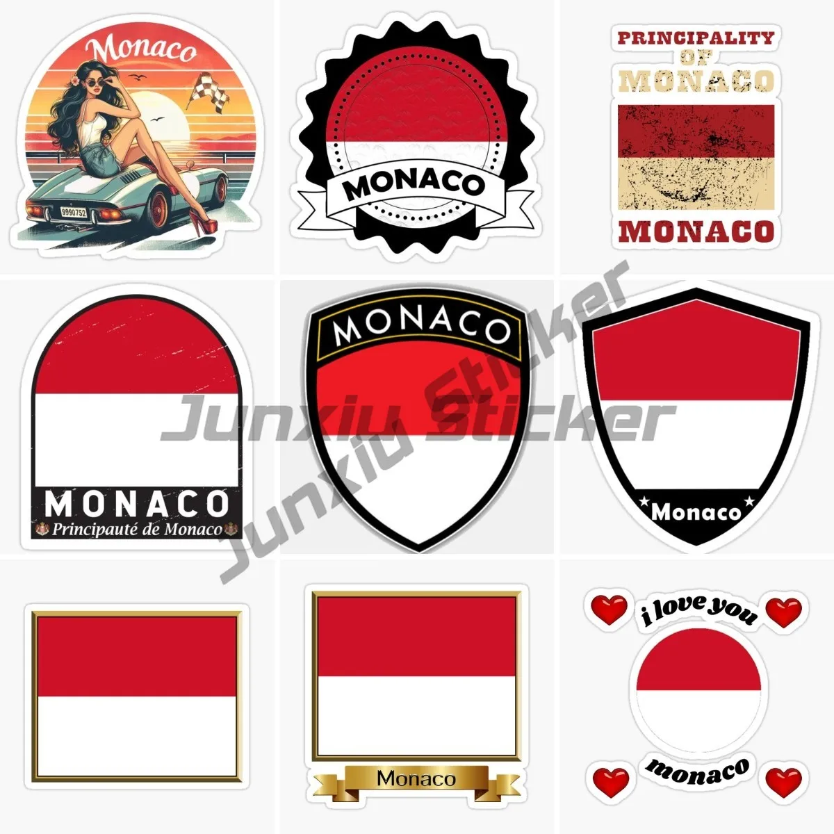 Personality Motorcycle Monaco Flag Vinyl Car Stickers Accessories Motorcycle Pickup Car Body 4x4 Off Road Self Adhesive Decal