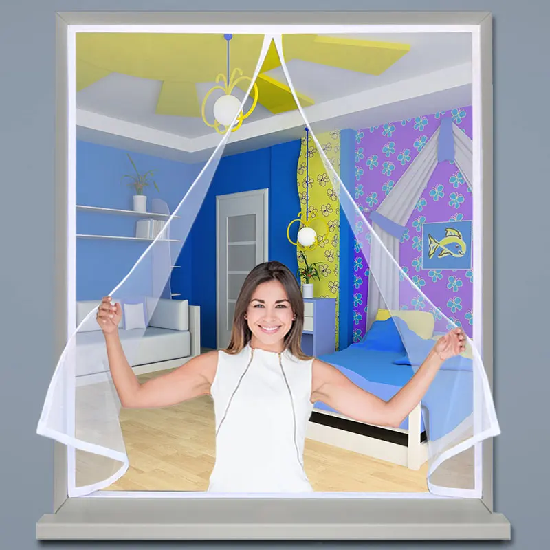 DTGJ NEW Magnetic Screen Windows Customized size Mosquito Net White Air Tulle Anti insect fly Curtains Invisible Mesh Fiberglass