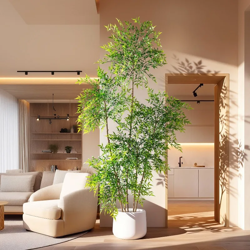 

High-end Light Luxury Simulation Green Plants Medium and Ancient Style Nantian Bamboo Fake Tree Interior Decoration Ornament