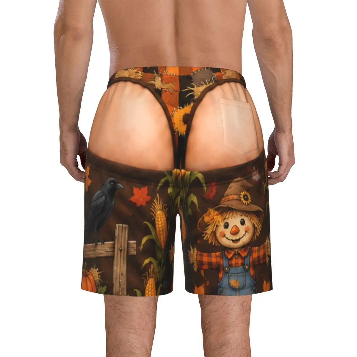 Funny Sexy Halloween Spider Web Spooky Gothic Raven Witchy Zombie Pumpkin Beach Shorts For Men Board Shorts Swim Trunks