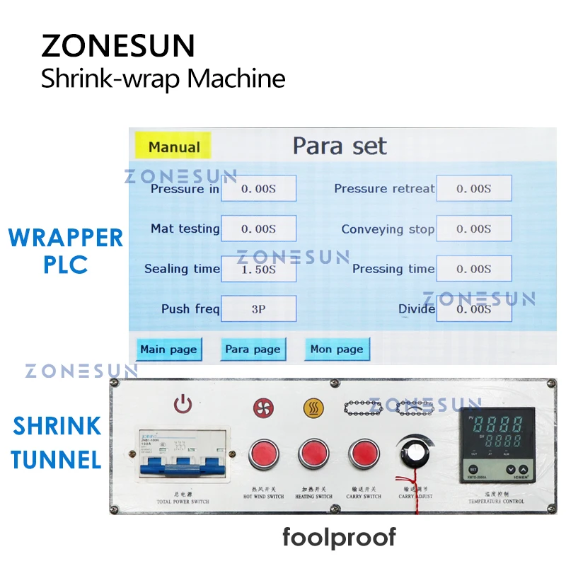 ZONESUN Automatic Shrink Wrap Machine Bottle Wrapper Cutting Shrink Tunnel Beverage Drinks Product Packaging ZS-SPL4