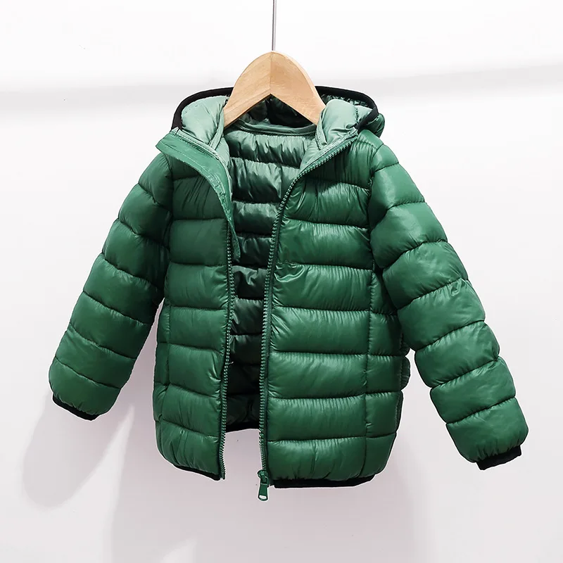 1pcs Kid Lightweight Hooded Down Jackets Baby Warm Coat Girls Boys Solid Zipper Coats Autumn Winter Children Thermal Outerwears