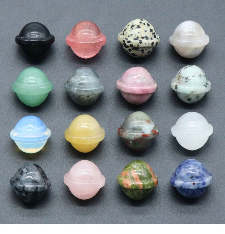 Natural crystal 12pc semi precious stone small planet UFO three-dimensional universe decoration small ornament Galaxy asteroid