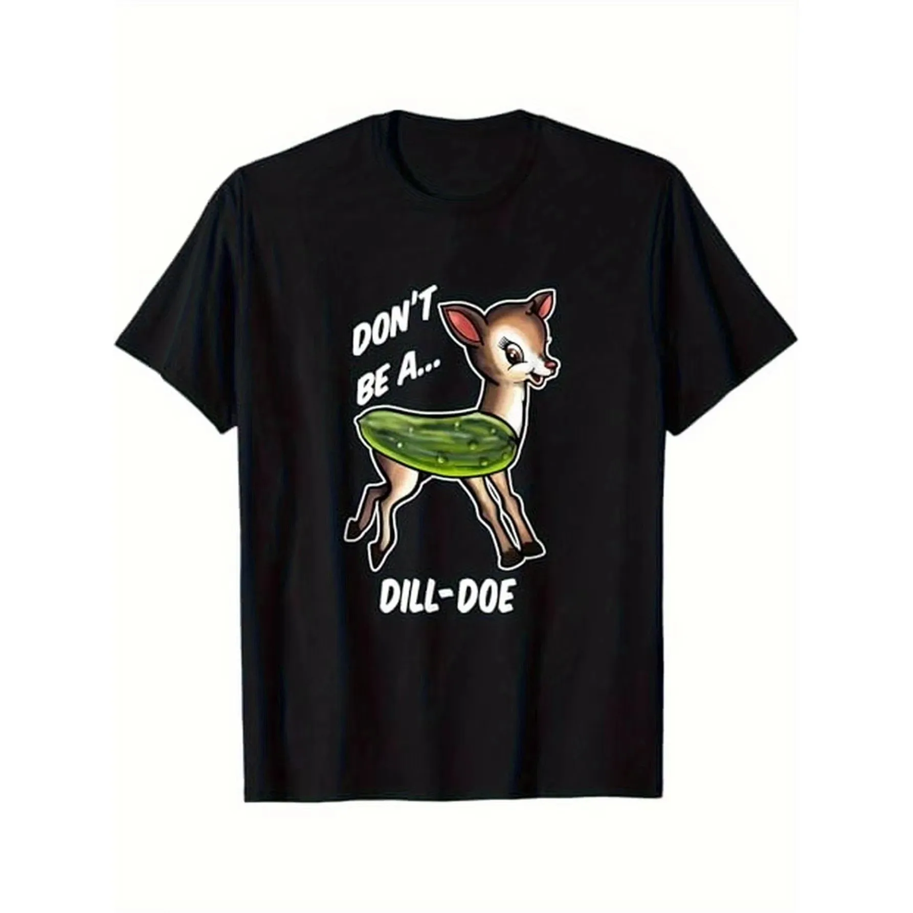 Dill Doe Pickle Funny Graphic Tee Men's Short Sleeve Crew Neck Cotton T-Shirt for Daily Wear