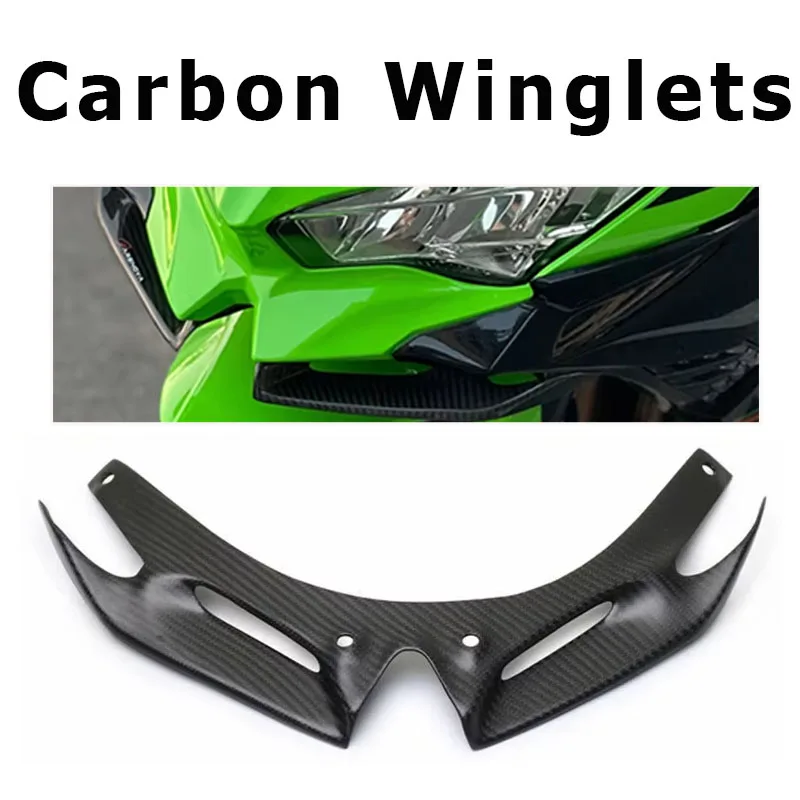 Carbon Fiber Look Motorcycle Front Fairing Winglets Aerodynamic Wing Shell Guards Fit For ZX-4R ZX-4RR ZX-25R