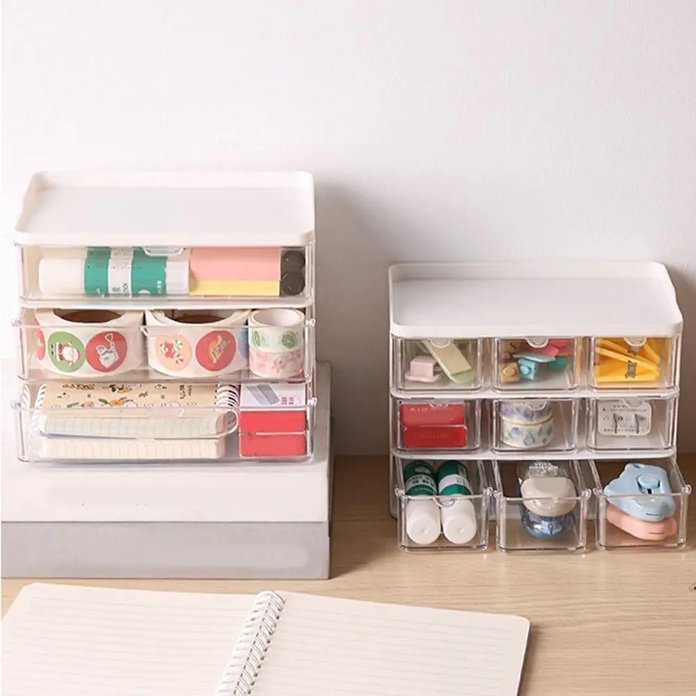 Plastic Desktop Storage Boxes Drawer Style Large Capacity Stationery Storage Box Space Saving Dustproof Jewelry Sorting Box