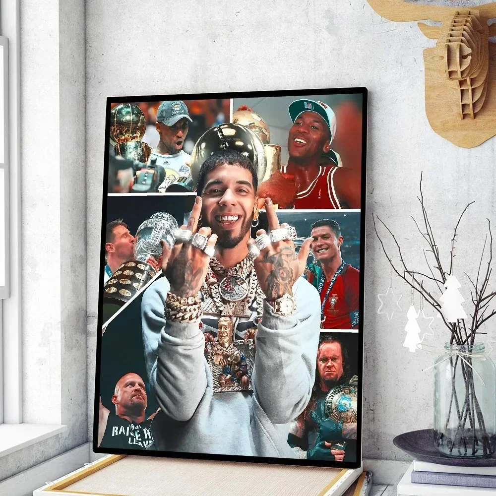 Hip Hop Rapper Anuel AA Poster Movie Canvas Painting Wall Art Pictures for Living Room Decoration Room Decor Aesthetic Wall Art