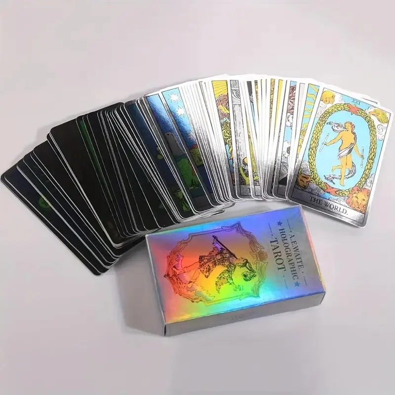 1 Box Classic Tarot Card Board Game With Holographic Flash Cards Holographic Waite Tarot Cards Deck for Beginners And Collectors image 3
