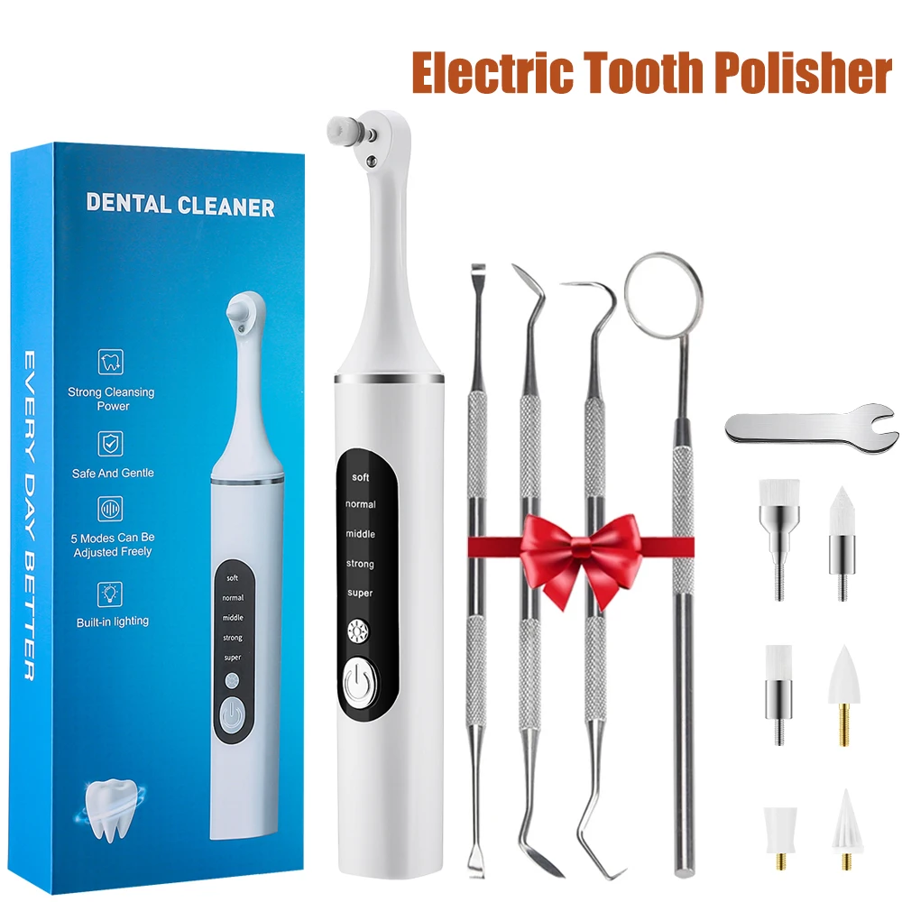 

New Electric Tooth Polisher Teeth Whitening Cleaning Polishing Tool Dental Calculus Plaque Stains Tarter Remover With LED Light