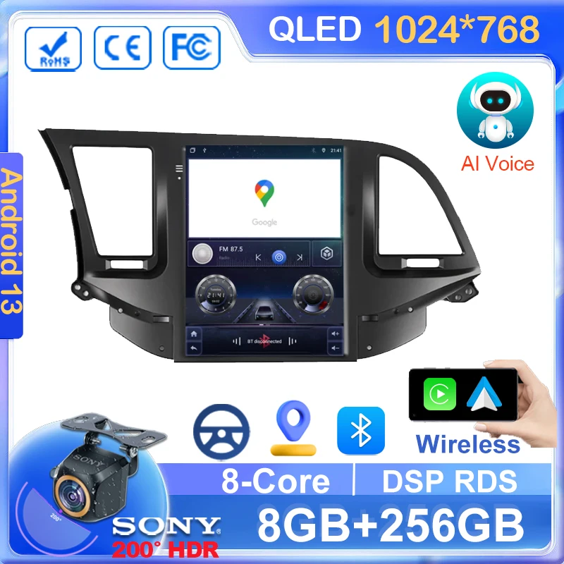 

9.7 Inch No 2Din Android 13 For Hyundai Elantra 2016-2018 Car Radio Multimedia Player GPS Navigation 4G wifi Screen