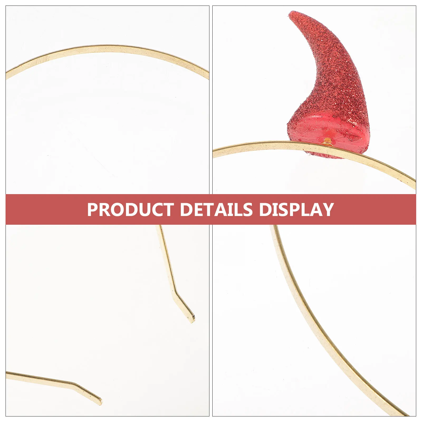 

4Pcs Red Ox Horn Headband Gold Powder Creative Party Hair Accessories Cosplay Headdress Headdress Hair Supplies