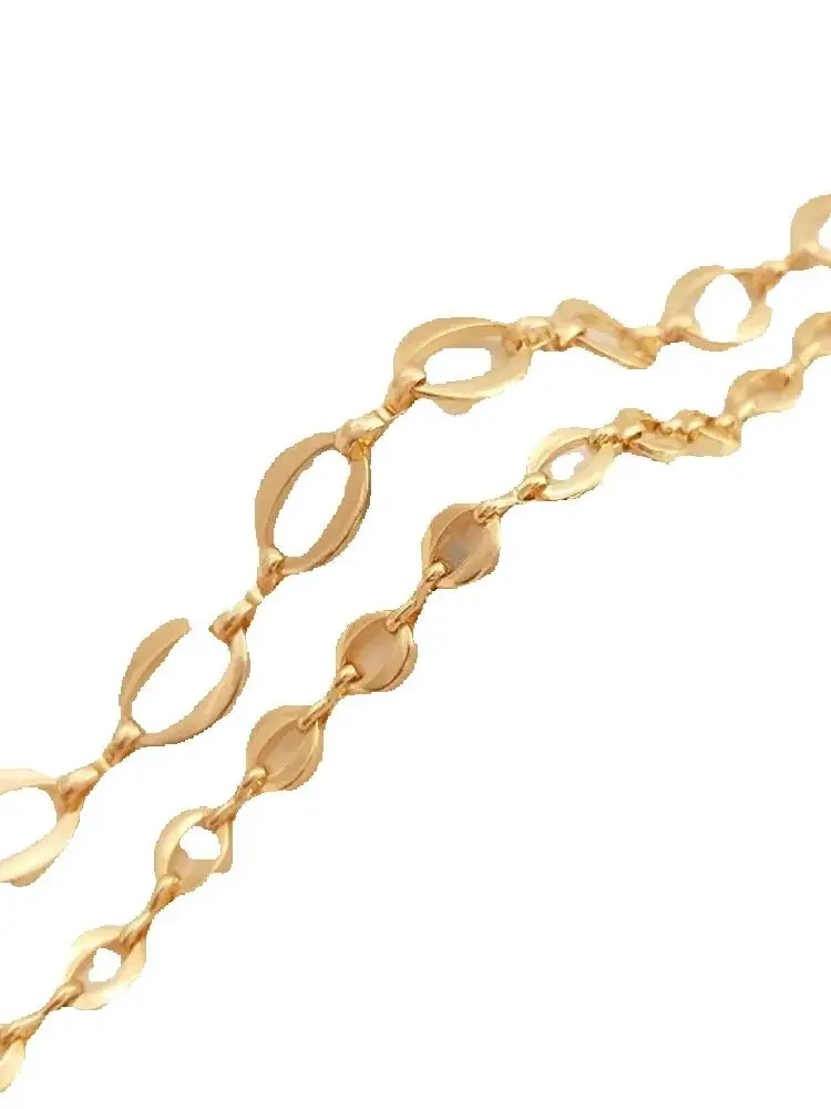 

14K Gold Plated Light bead section zircon bead interval chain DIY loose chain hand bracelet first accessories