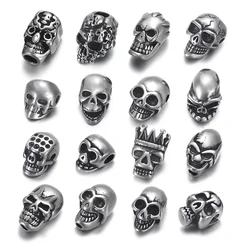 1 piece/lot Stainless Steel Small Hole Skull Beads Double-Sided Spacer Charms for Beaded Bracelet DIY Jewelry Making Accessories