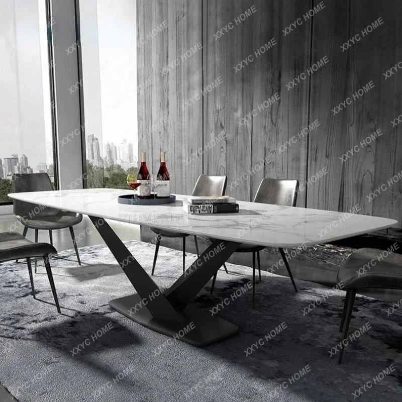 

Dining Set Chairs Modern Marble Table Large Apartment Italian Minimalist Kitchen Table Family Used In High Quality Furniture