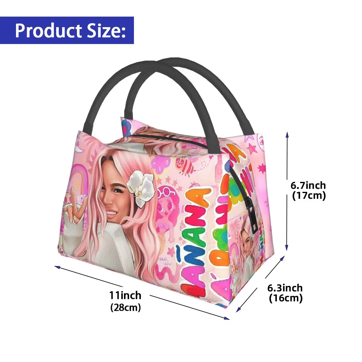 Karol G Happy Valentines Day Insulated Lunch Bag for School Picnic Storage Food Boxes Container Cooler Thermal Lunch Box Tote