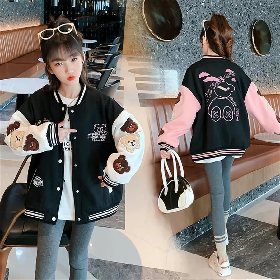 Spring And Autumn Vibe Style Baseball Uniform New Bomber Jacket For Girls Fashion Retro Clothes Streetwear Oversized Coat