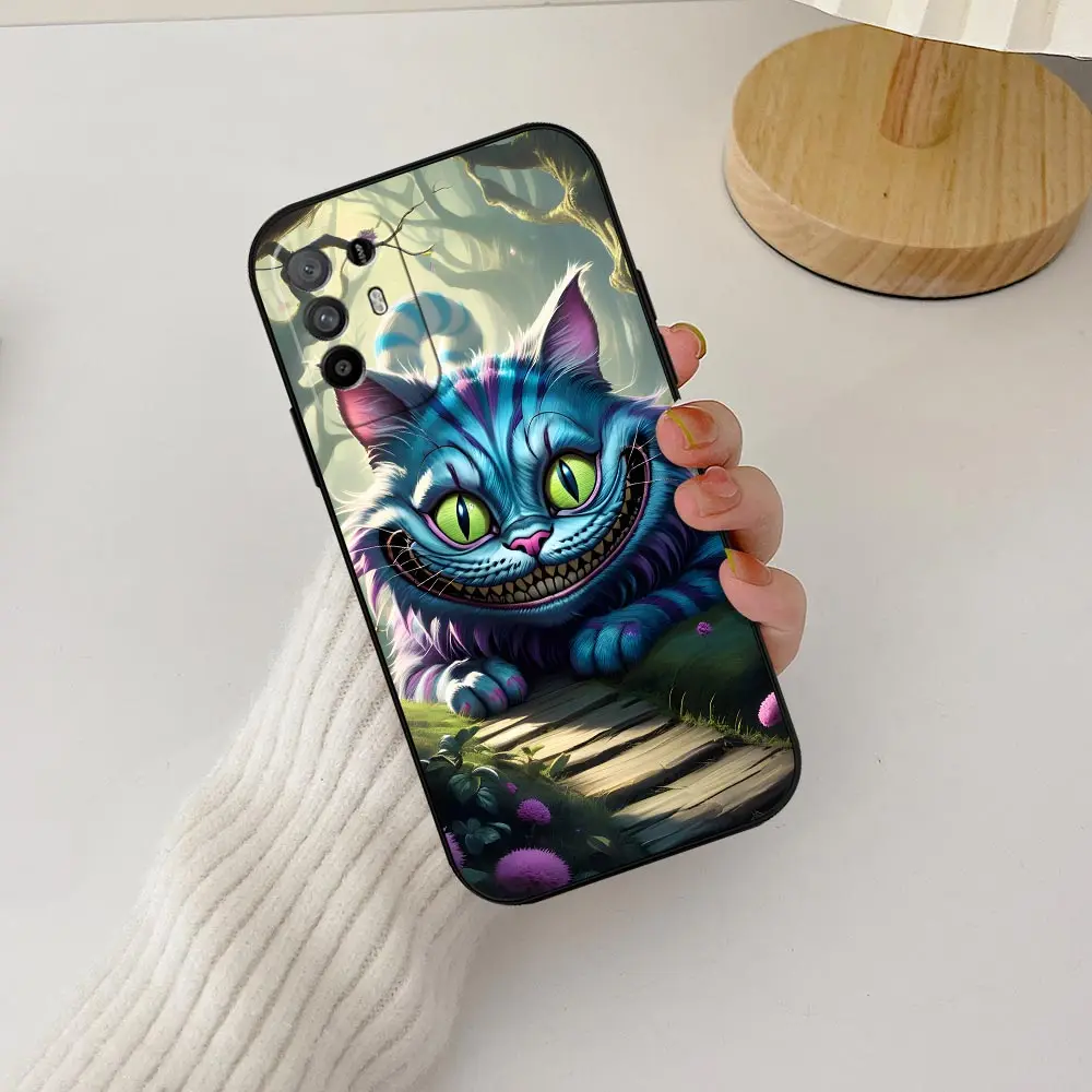 Cheshire Cat Alice in Wonderland Case For OPPO A98 A94 A93 A92 A92S A83 A78 A76 A74 A73 A71 A58 A57 A55 A54 A53 Black Soft Cover