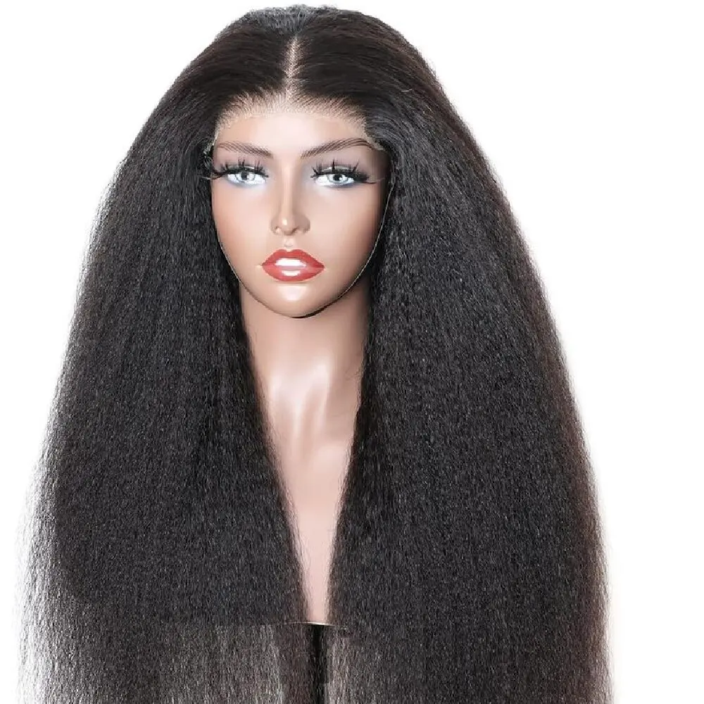 

40 42 Inch 13x4 Kinky Straight Lace Front Human Hair Wig Pre Plucked Hair Glueless Kinky Straight 5x5 HD Lace Frontal Wig