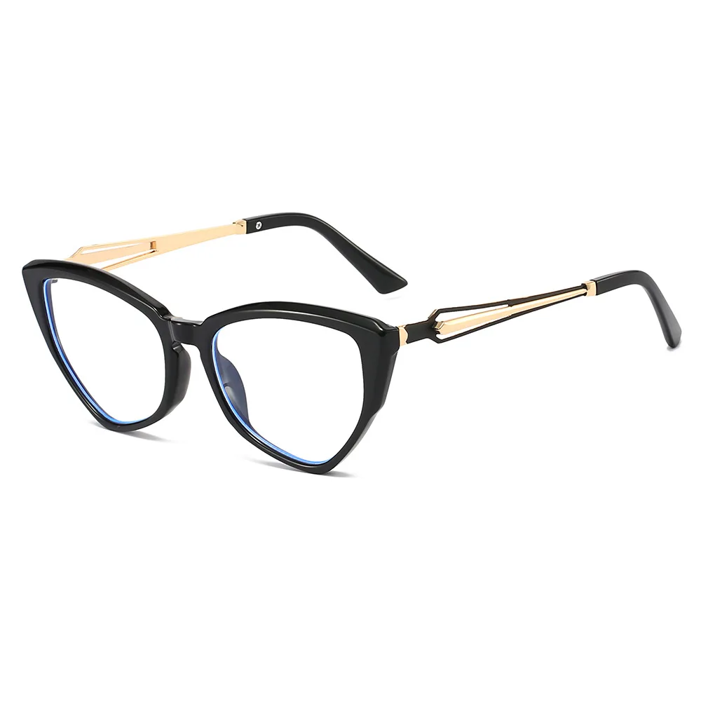 

European and American large-framed cat-eye anti-blue light glasses for women's daily decoration and anti-fatigue glasses