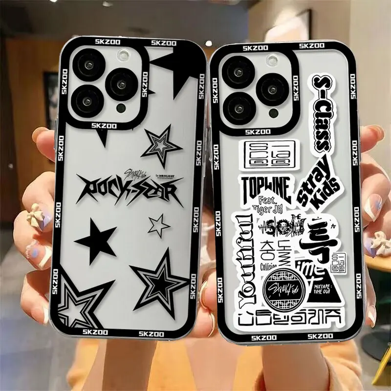 Custodia per telefono Stray Kids Max ident Rock Star per iPhone 16 15 14 13 12 11 Mini Pro Max X XR XSMax 7 8 Plus SE20 Cover trasparente