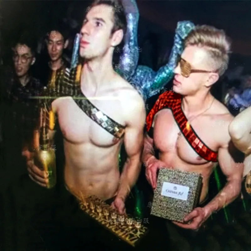 

Костюм для выступлений на сцене в ночных клубах и барах, мужской, серебристо-золотой, с зеркальными элементами, с наплечниками, для карнавалов, вечеринок, шоу и рейвов