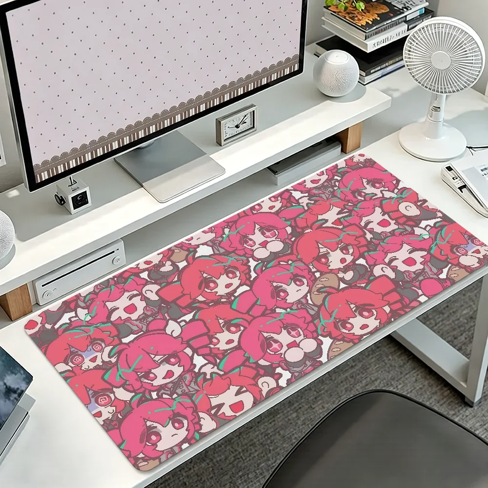 CIFBUY Kasane Teto Anime Large Gaming Mouse Pad Cute Red Hair Girl Desk Mat Anti-slip Keyboard Mousepad