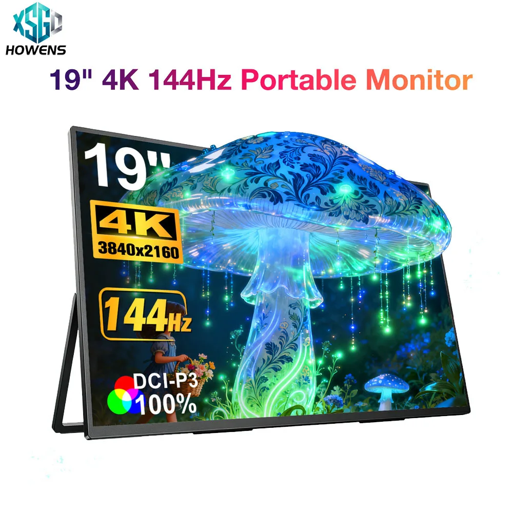 

19" 4K Portable Monitor 3840x2160 130% DCI-P3 Thunderbolt USB-C HDMI for Phone, PS5, Laptop PC Second Screen Gaming Display