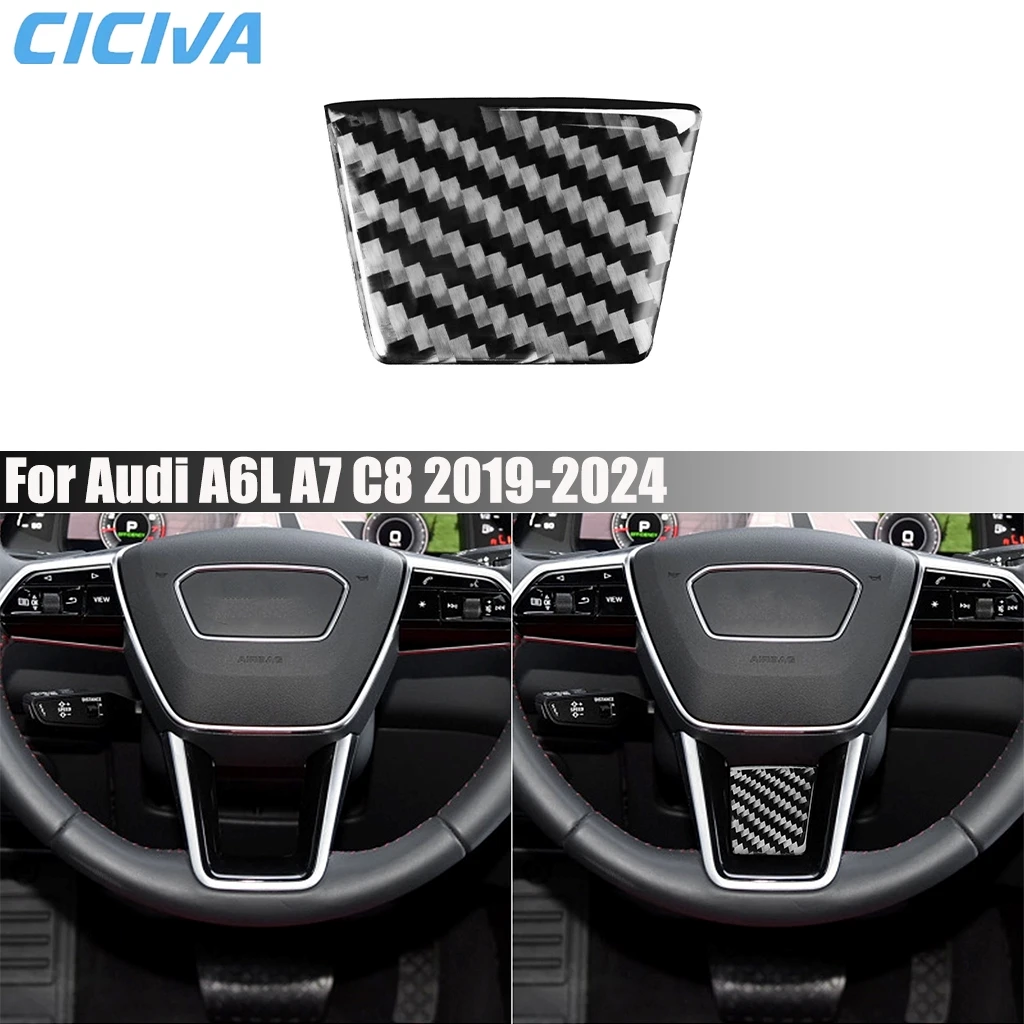 

Carbon Fiber Car Accessories Driver Wheel Chin Panel Interior Cover Modified Trim Soft Sticker For Audi A6 A6L A7 C8 2019-2024