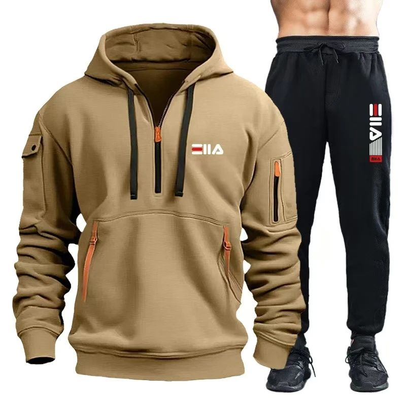 2024 Fashion Sportswear Plus Pants Sweatshirts Fleece Zipper Two Size Men\'s Set Hoodie Tracksuit Piece zipper hoodie S-3XL