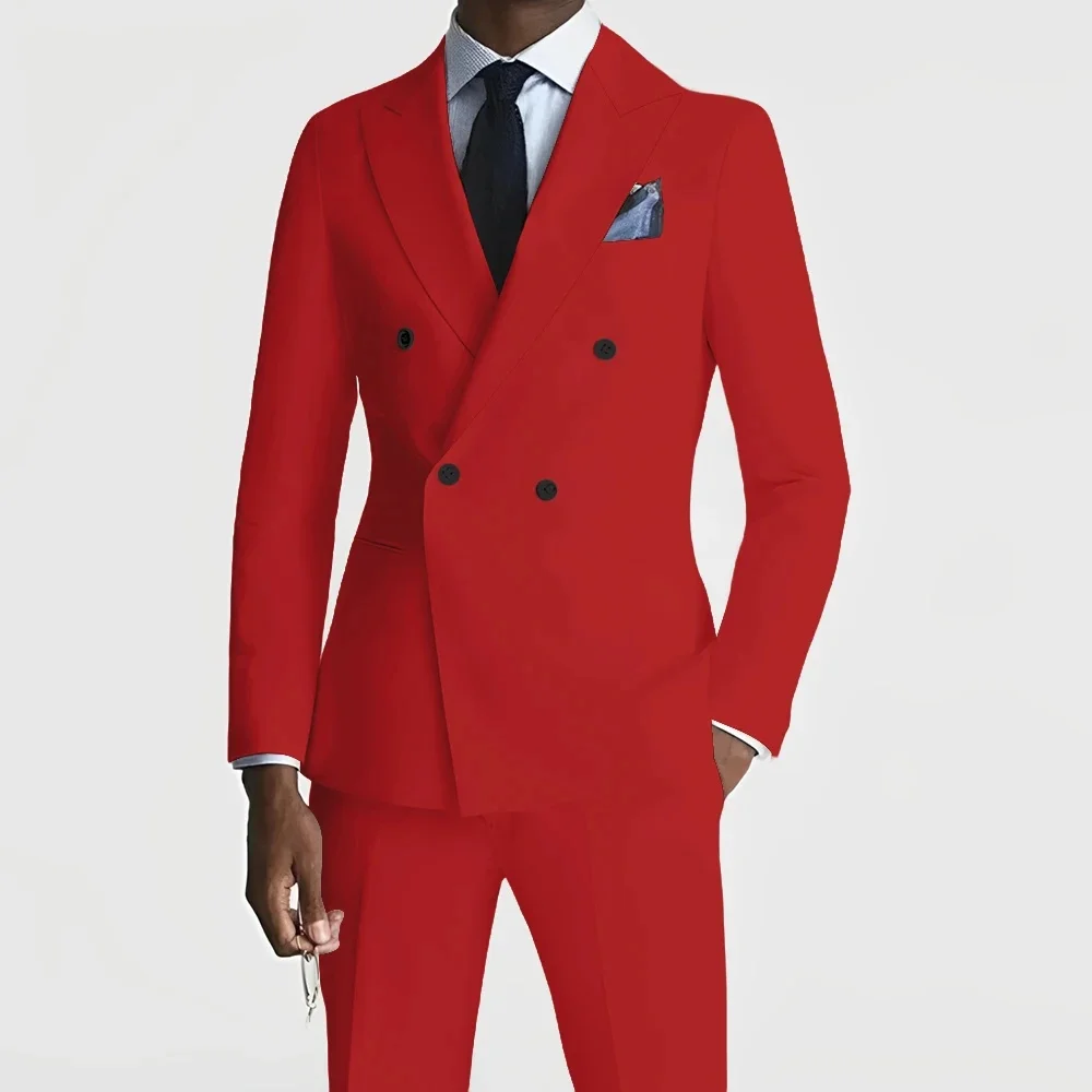 

Двубортные деловые костюмы для вечерних вечеринок, выпускного вечера, свадьбы, танцев, куртка, брюки, деловой костюм из 2 предметов, мужской облегающий мужской костюм, комплект