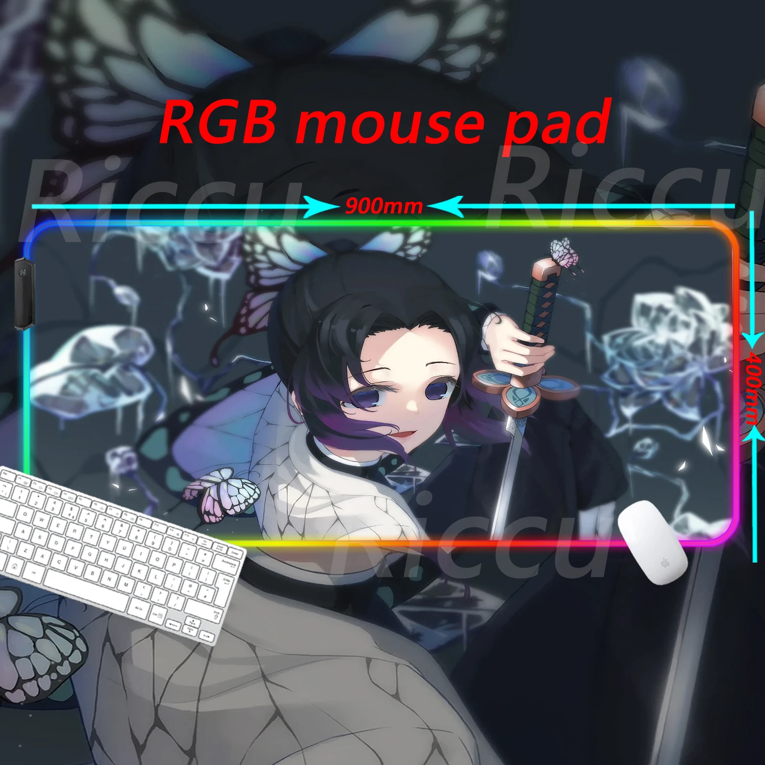 Demon Slayer comic Best Sellers High definition HD print RGB Mouse Pad Backlight Gami Table mat Large XXL accessories mouse pad