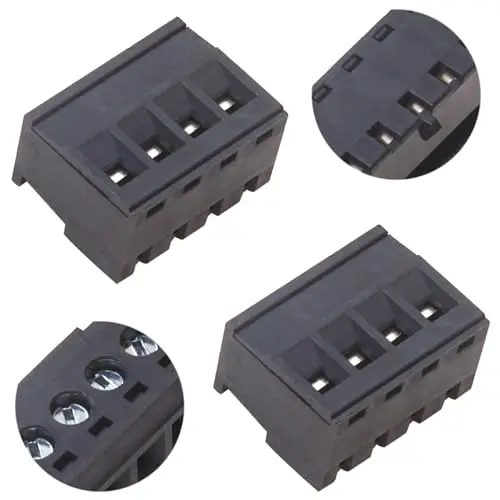 

5.08mm Phoenix Connector 4 Pin, Black PCB Screw Terminal Block Connector Screw Connection (2Pcs 5.08M-BK-4P)