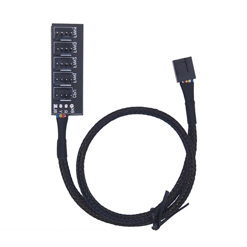 5ASD PWM Adapter Adapter Hub Splitter a 5 per controller della ventola per computer a 4 pin con cavo in nylon da 40