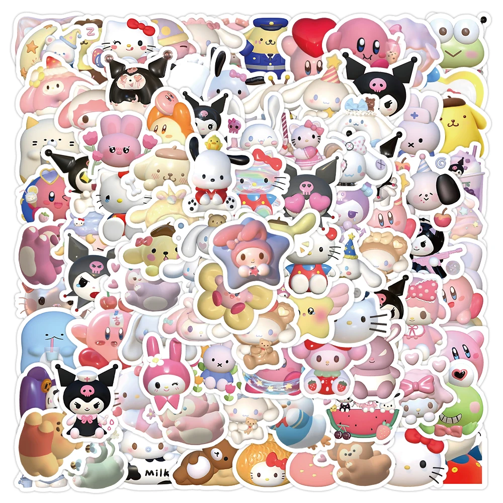 10/30/50PCS Mix Anime Kuromi Melody Kitty Cinnamon Stickers DIY Motorcycle Travel Luggage Skateboard Cartoon Decal Sticker Toy