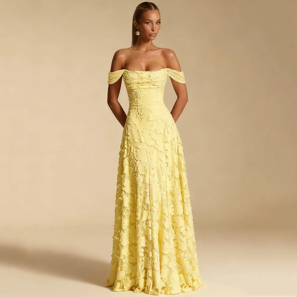 الدانتيل فساتين لحضور الحفلات الموسيقية للنساء قبالة الكتف ألف خط طويل فستان الزفاف الرسمي وصيفة الشرف vestidos de fiesta elegantes مخصص #1