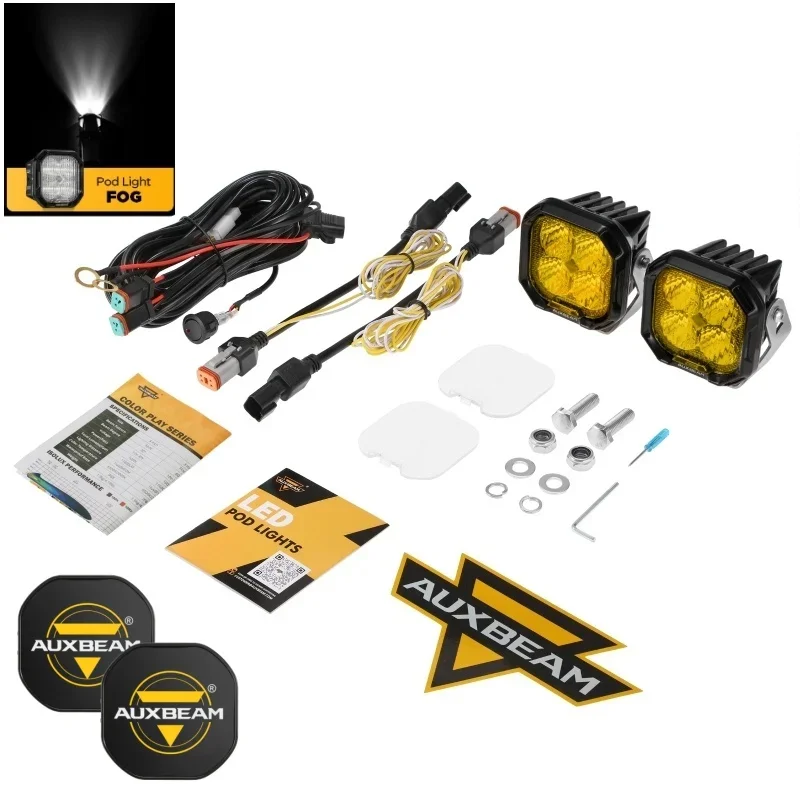 1 Paar 3 Inch LED Pod Lampen met Witte DRL & Amber Knipperlicht Rijlicht voor UTV ATV SUV Truck Offroad