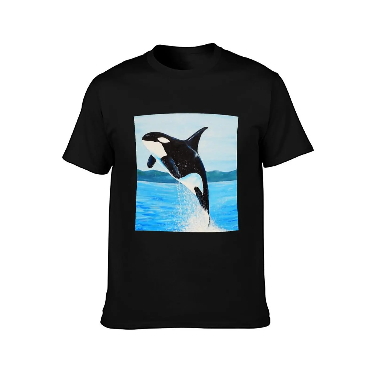 Orca Painting T-Shirt cute tops anime clothes summer shirt Clothing mens fashion