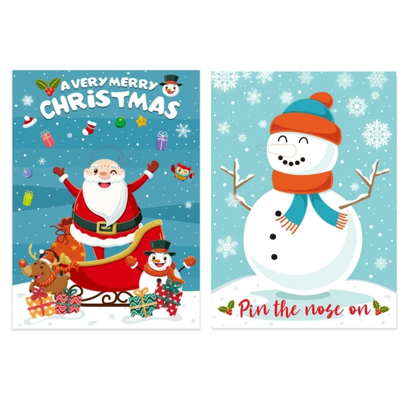 Christmas Party Game Kid DIY Sticker Pin the Nose on Snowman Pin the Hat Sticker Dropship