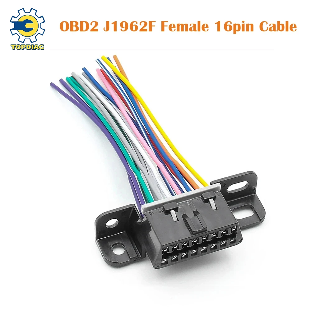 OBD Harness J1962F 16pin Obd2 Cable Female Connector  Interface Adapter 10cm Terminal Full Needle Color Cable Car Diagnostic Too